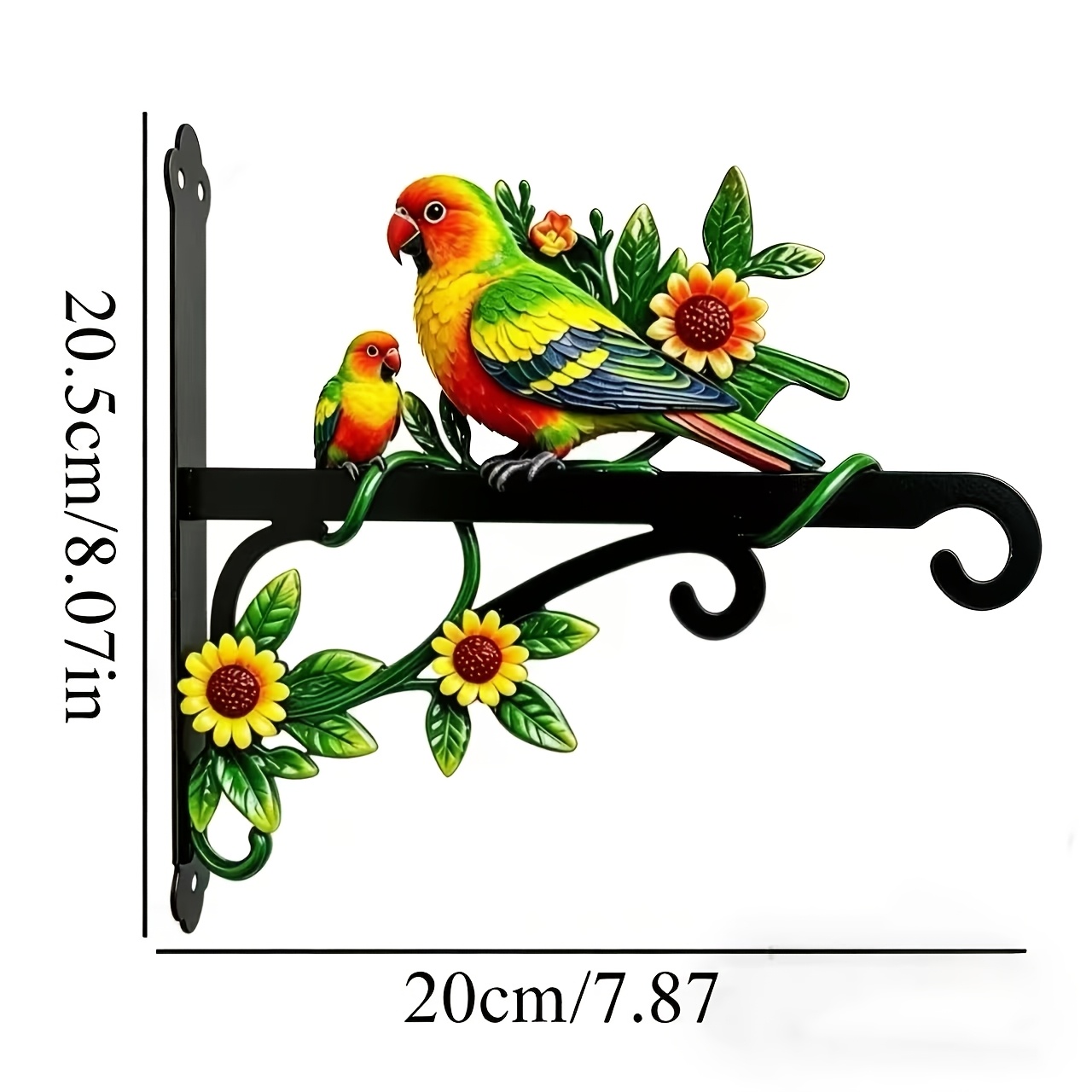 TEMU 1pc Support de Suspension en Fer et Perroquet Colorés, Porte-Pot de Fleur Épaissi et Résistant avec Vis, Impression Multicolore sur Plusieurs