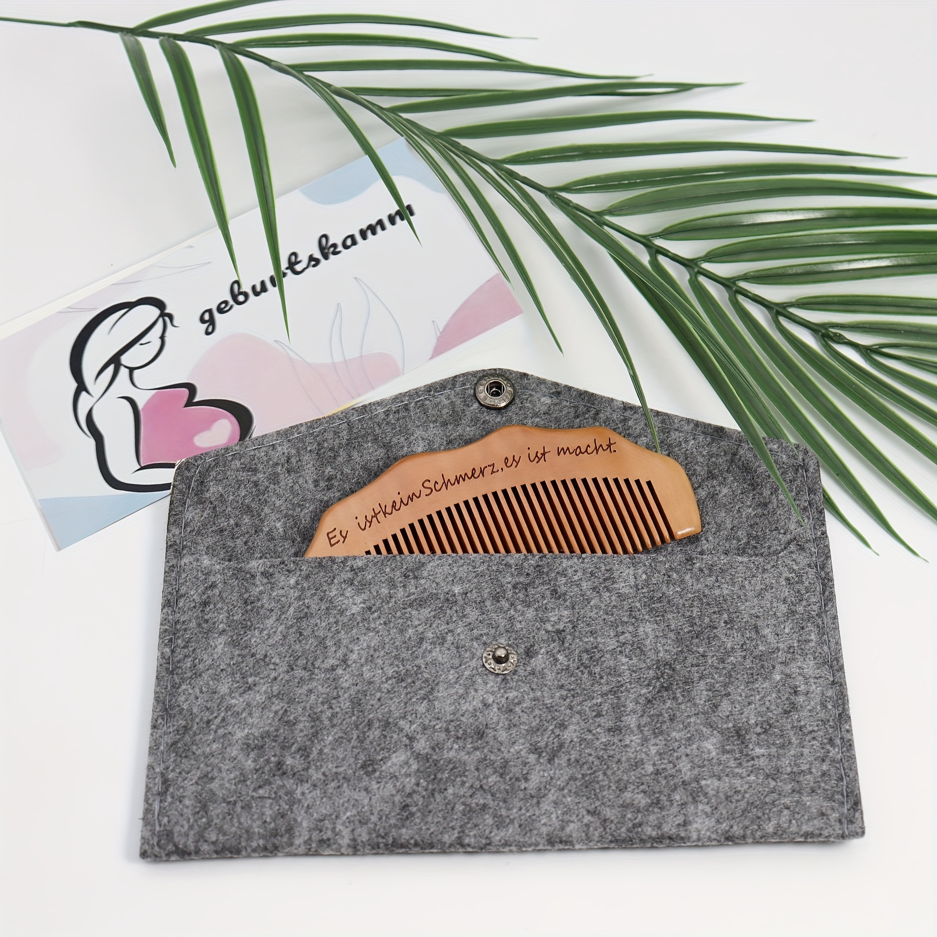 E-shop Natürlicher Holz Geburtskamm für Frauen - Schwangerschafts-Linderung mit Zähnen & glatterem Griff, Angst- & Linderung während der Geburt, für