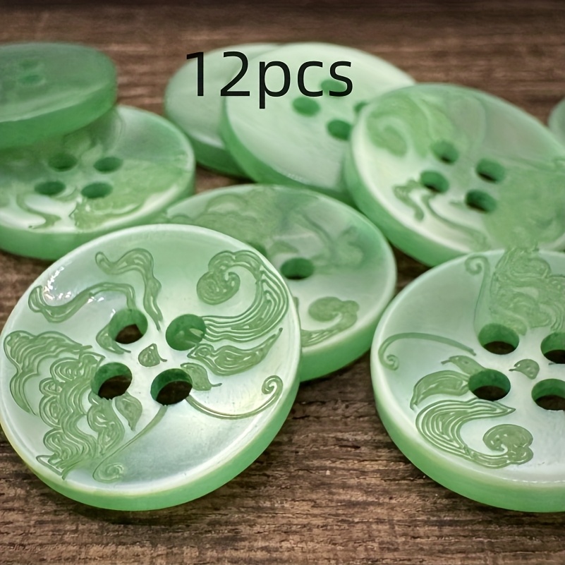 Image of 12pcs 20mm New Carved Resin Buttons, Cloud Mist Water-grind Cloud Pattern Round Buttons For Knitwear, Sweaters, Coats, Trench Coats, And Shirts