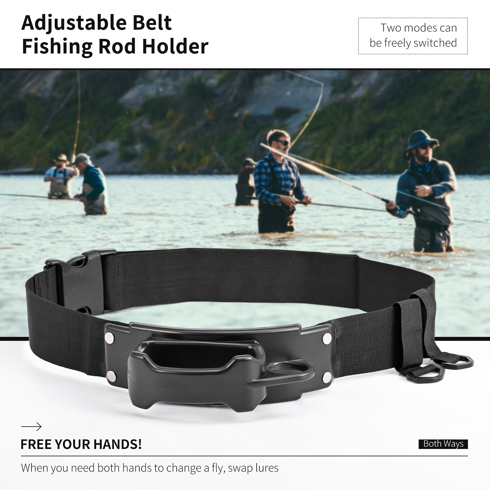 

Leofishing Fishing Waist Belt With Rod Holder, Adjustable Wading Belt, Accessories For Fly Fishing & Bank Fishing