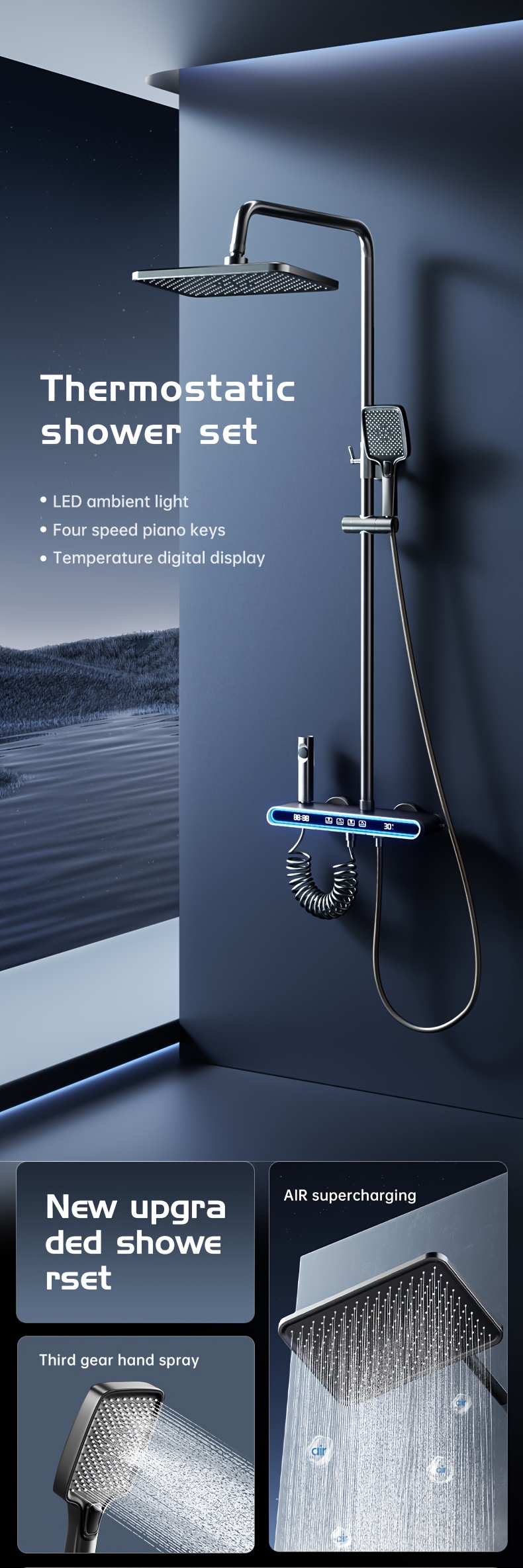 jiayun bathroom shower system/ wall mounted grey shower - Temu