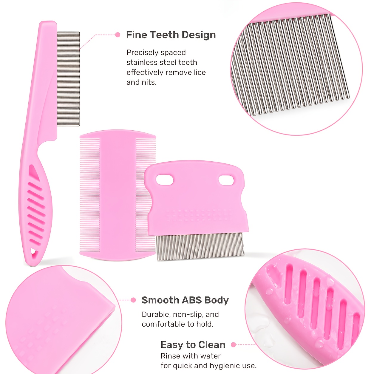 3pcs Pet Flea Comb Set for Cats and Dogs