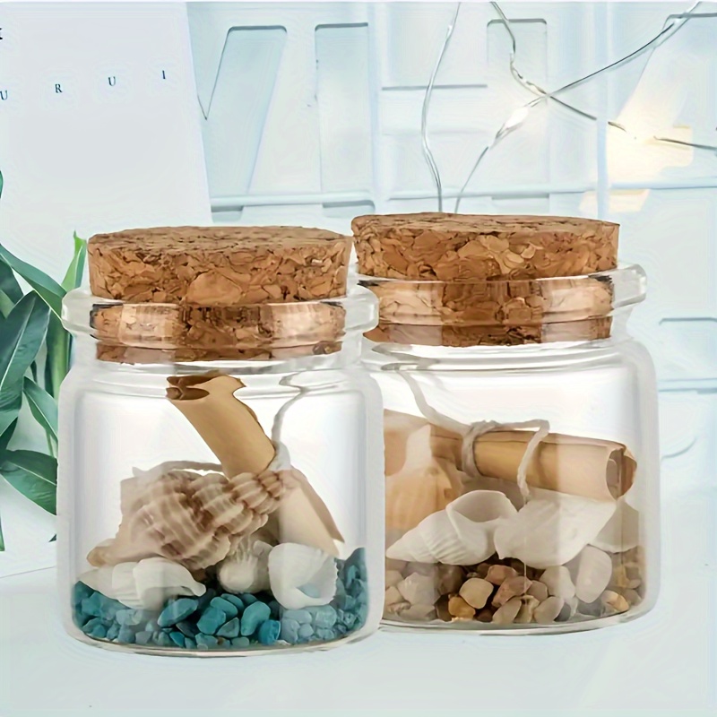 

6pcs Clear Glass Jars With Airtight Cork - Tea, Coffee, Spice, Candy Storage - Kitchen Gadgets And Accessories - Ideal Valentine's Day Gifts And Party Supplies - 50 Ml/ 1.7 Oz Capacity