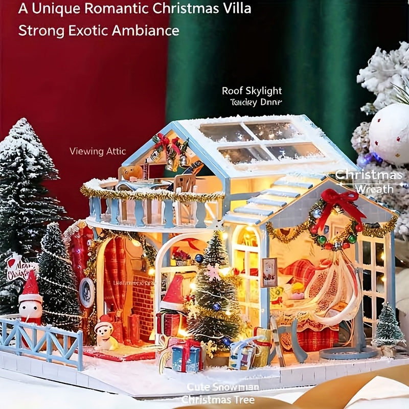 Model Cabin Kerst Handgemaakt Cadeau Gemonteerd Houten Huis Verjaardagscadeau voor 3D Creatief Knutsel Huis Kantoor Decoratief Stuk Kamerdecoratie