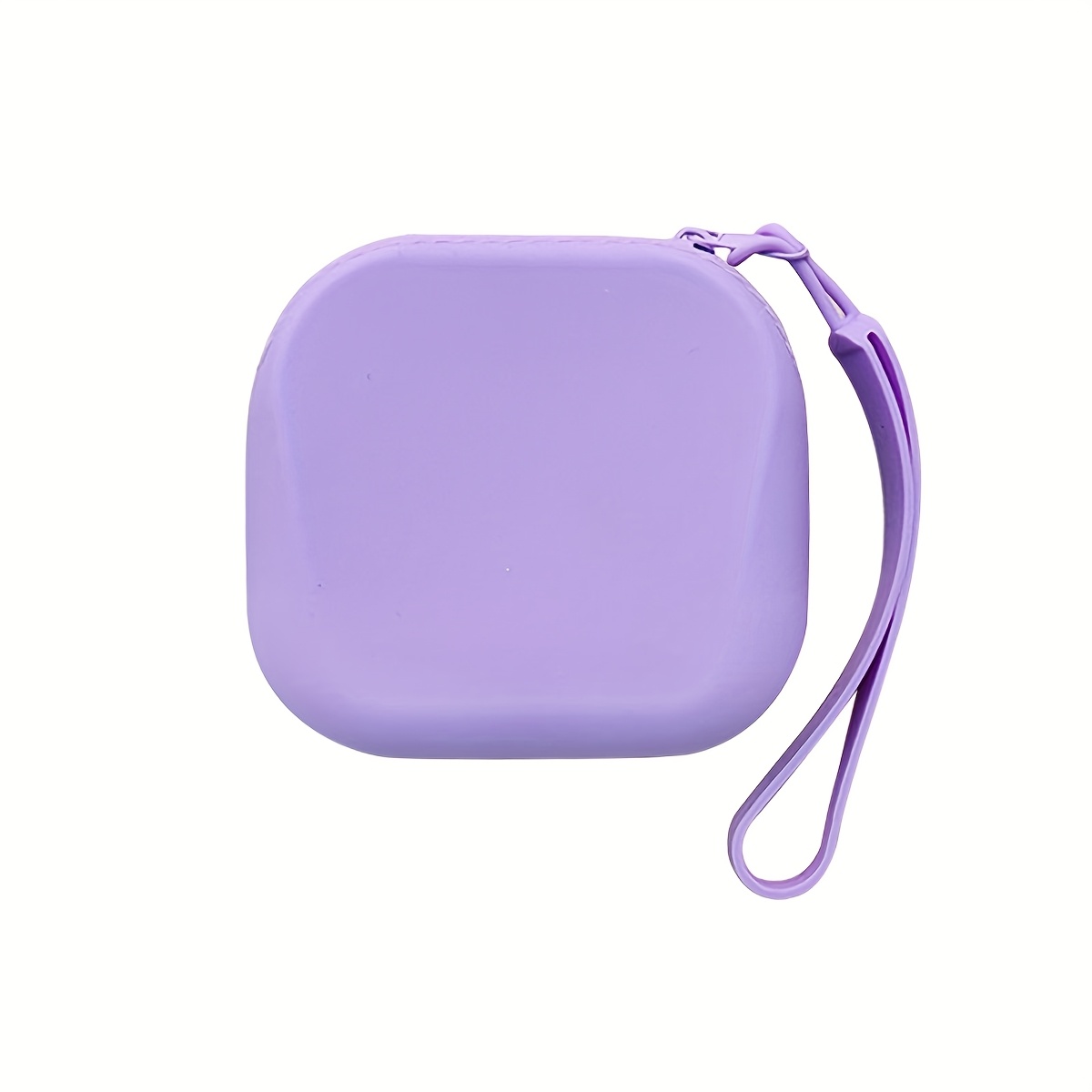 TEMU 1pc Mini Silicone Zipper Storage Bag, Multifunctional Data Cable Pouch, Zipper Coin Purse Square Wallet, Air Cushion Lipstick Makeup Bag, Portable Id Card Wallet, Handba