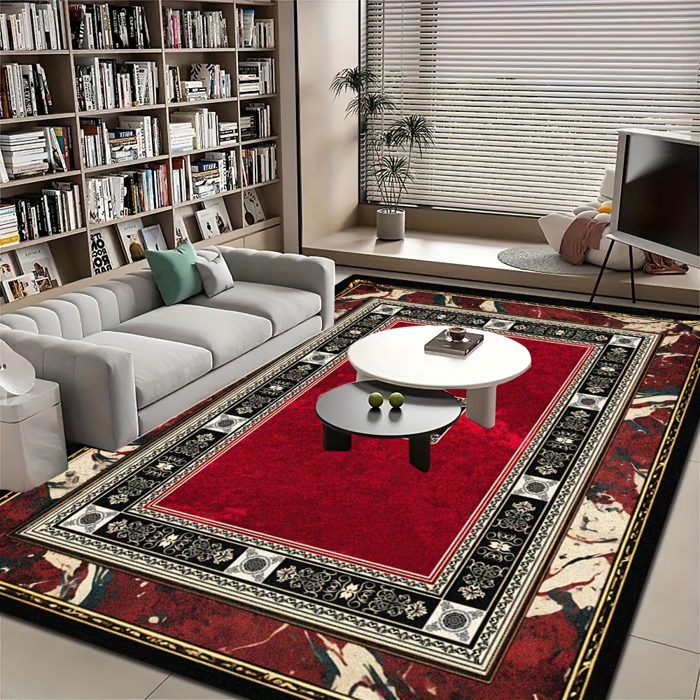 

Luxurious Red Living Room Rug: Anti-slip, Stain Resistant, Machine Washable, Suitable For Hotels, Bedrooms, And Balconies