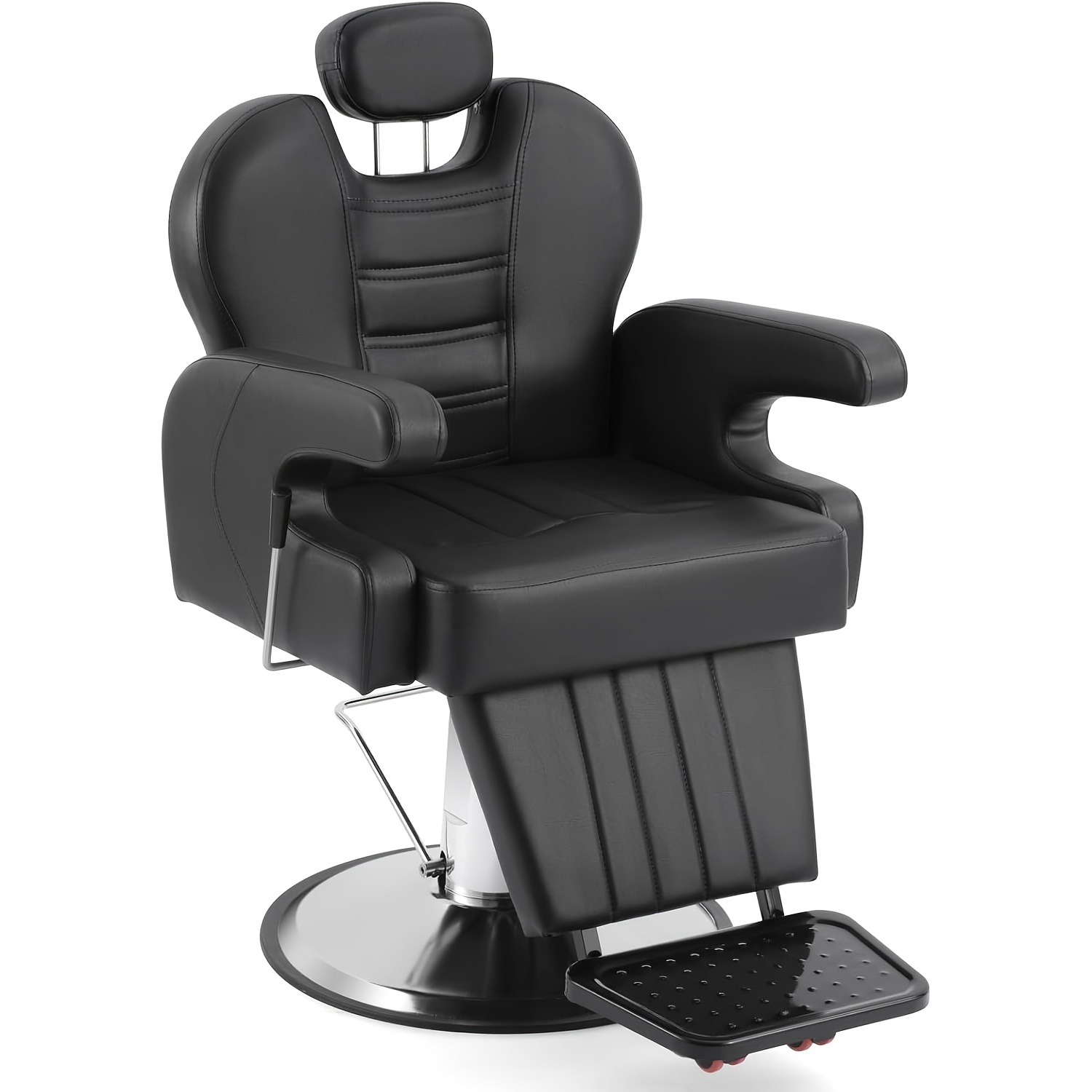 Hydraulic Reclining Barber Chair Designed for Salons, Featuring a 360-Degree Swivel, Adjustable Headrest, And a Spacious Seat, Ideal for Hair Stylists And Beauty Treatments