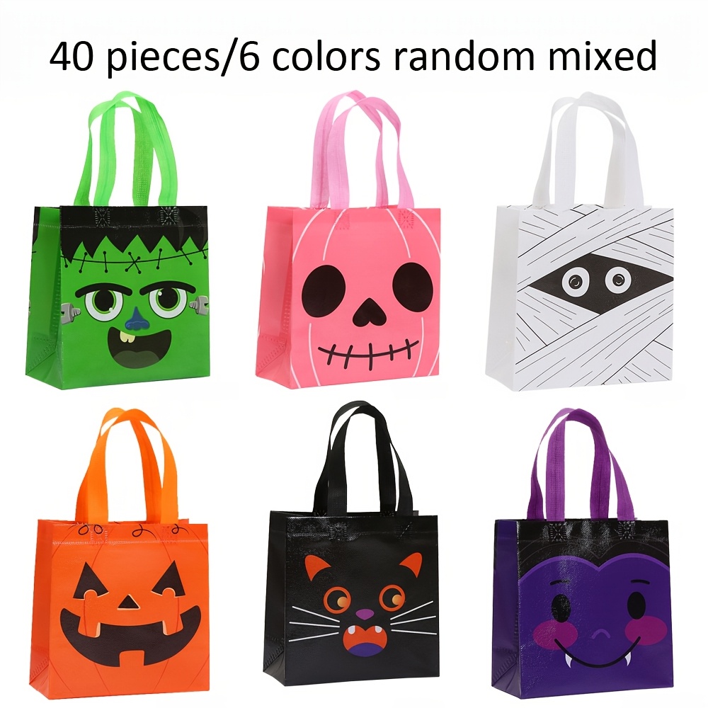 TEMU 10/20/40pcs Halloween Party Gift Packaging Bag, Printed Gift Bag, Colorful Non-woven Shopping Bag, 7.9in X 7.7in X 3.5in, Handbag, Suitable For