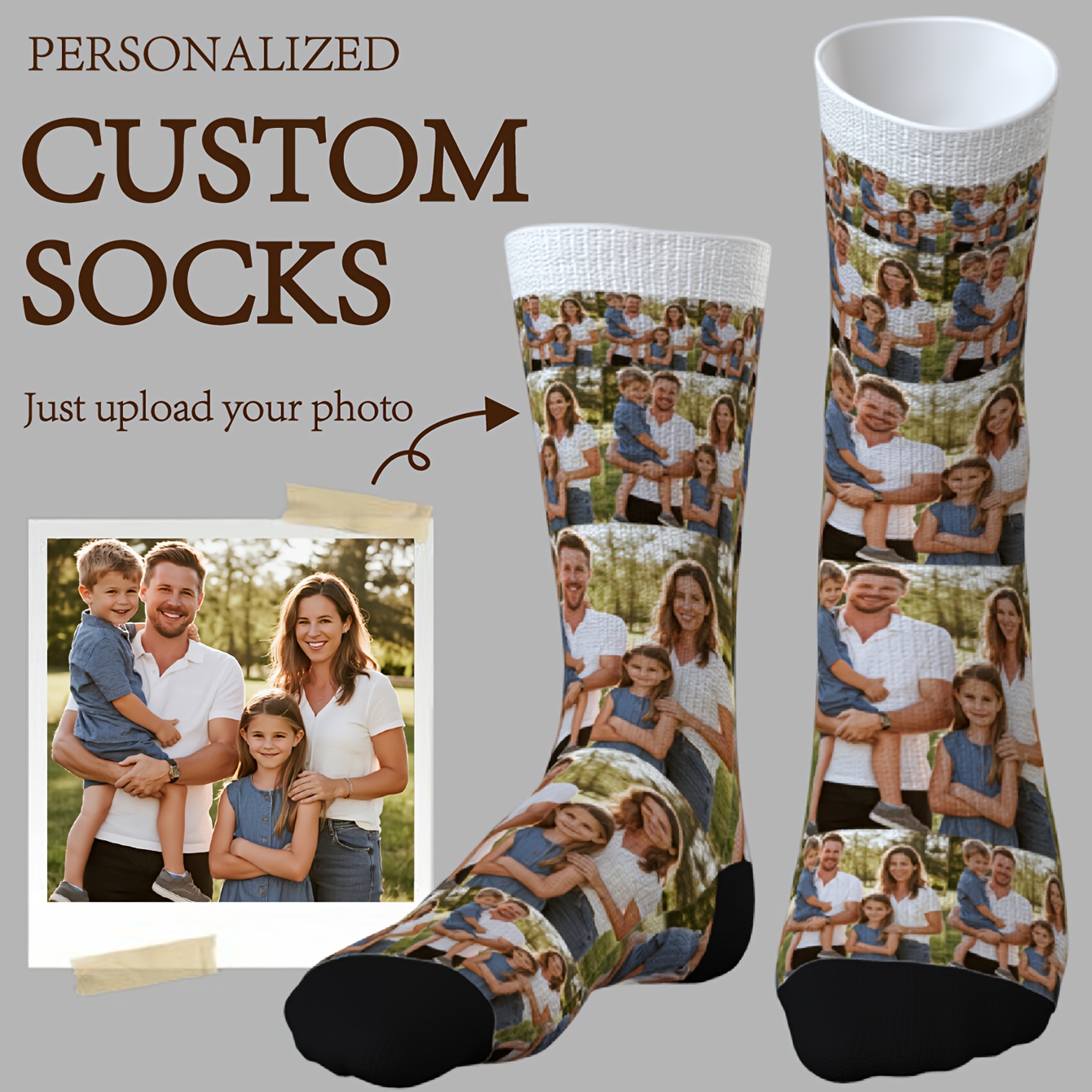 E-shop 1 Paar Personalisierte Foto-Socken - Individuelles Gesicht/Foto-, Passende Partner-/Jubiläums-/Valentinstags-/Hochzeitsgeschenk, Lustiges &