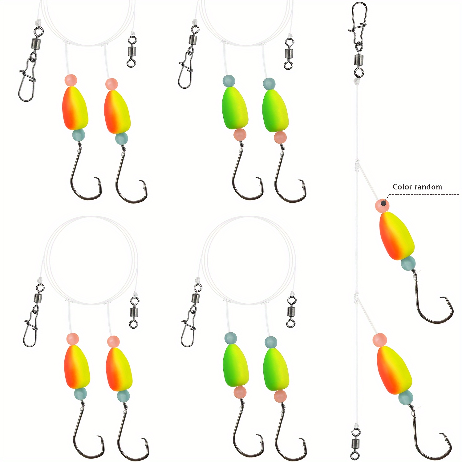 

10pcs Rigs, Surf Fishing Floats, Pre-rigged With 2/0 Hook, Mixed Color, Carbon Steel, Fishing Tackle Accessories