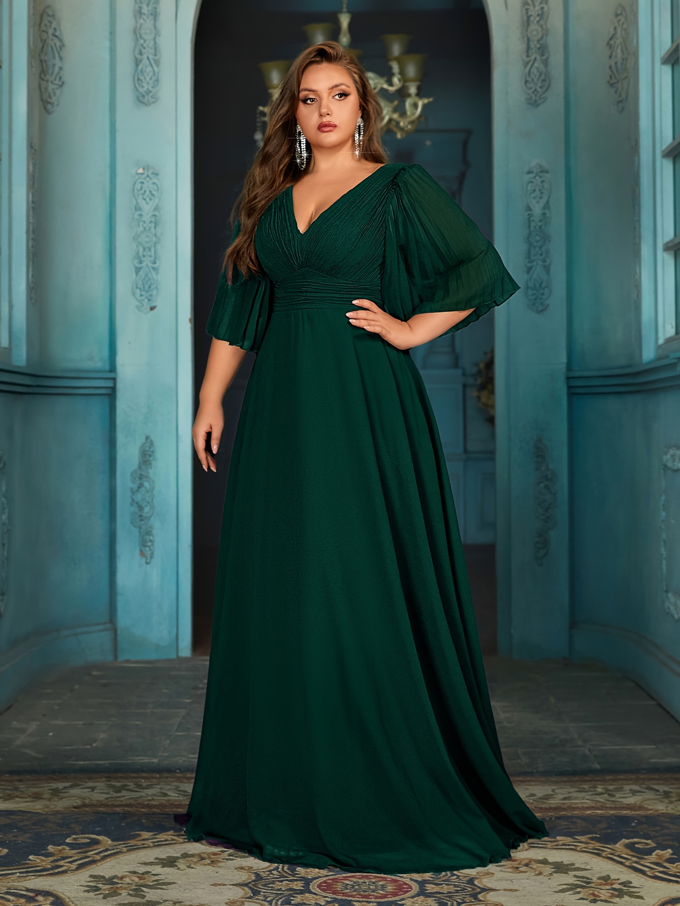 empire waist bridesmaid dresses with sleeves Top Picks Dusty Blue Formal Dress main image 0