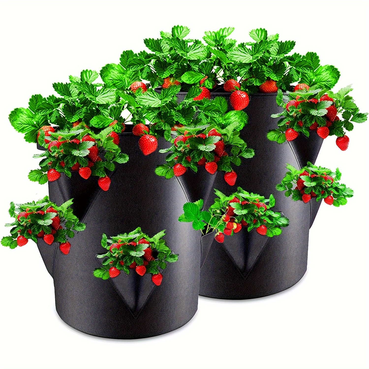 

2 Packs, 10 Gallon Strawberry Planting Bags,planting Pots With Window And Handle For Indoor & Outdoor Strawberry/carrot Onion Tomato Potato Roses/hot Peppers/plant Containers Black