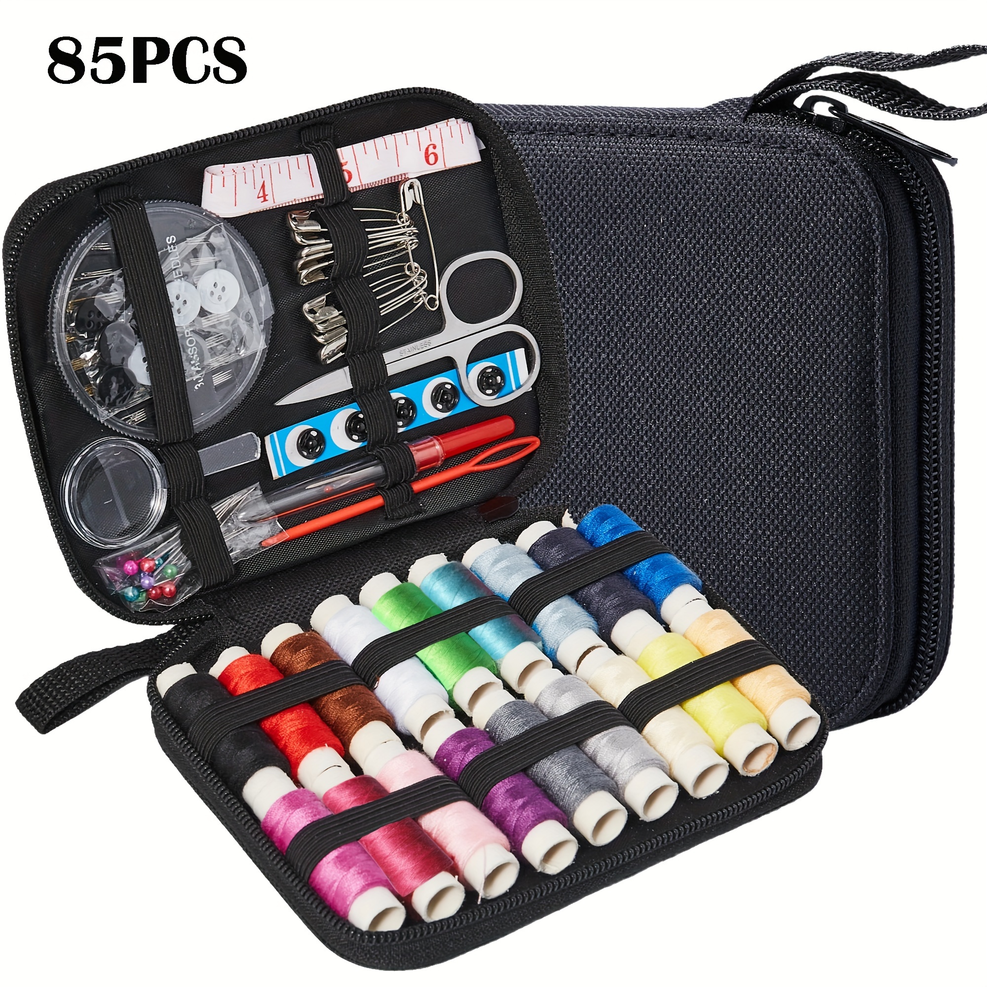 

85-piece Travel Sewing Kit With Case - Complete Portable Mending Supplies For Beginners, Includes Thread, Needles, Scissors & More - Ideal Gift For Grandma, Mom, Friends