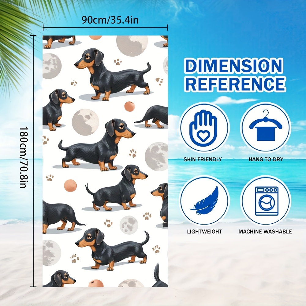 TEMU Dachshund Microfiber Bath Towel Set- Fast Drying, Super Soft, Absorbent, Modern Aesthetic, Ideal For Bathroom, Pool, Or Travel - For Men And