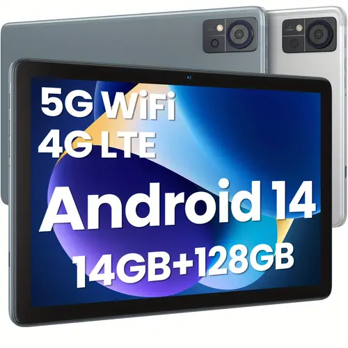 android 14 tablet 10 inch core processor slots 5g wifi 14gb 128gb storage expandable to 1tb 7000mah battery 13mp 8mp camera gps type c charging certified tablet pc versatile tablet minimal bezel display highresolution screen