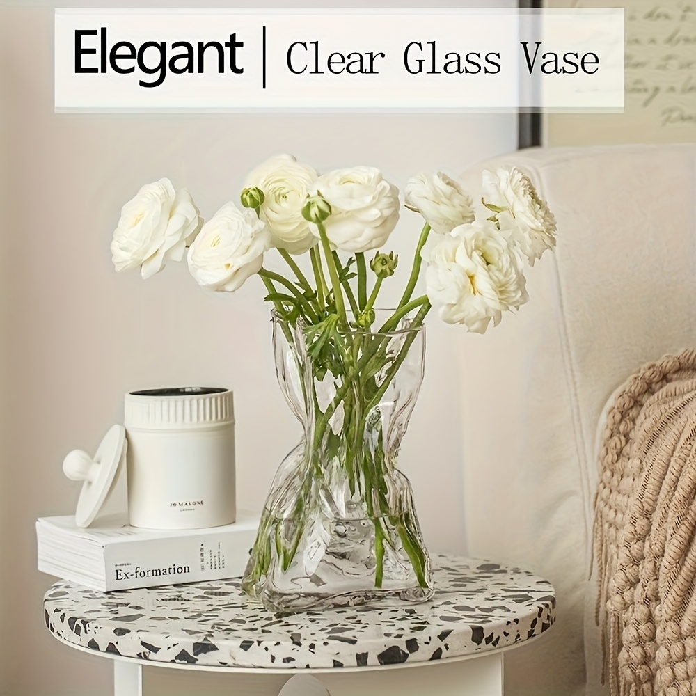 1 Elegant Glass Striped Vase - Home, Living Room, Bedroom, Wedding, Decoration Centerpiece, No Power, No Battery, Angular Vase