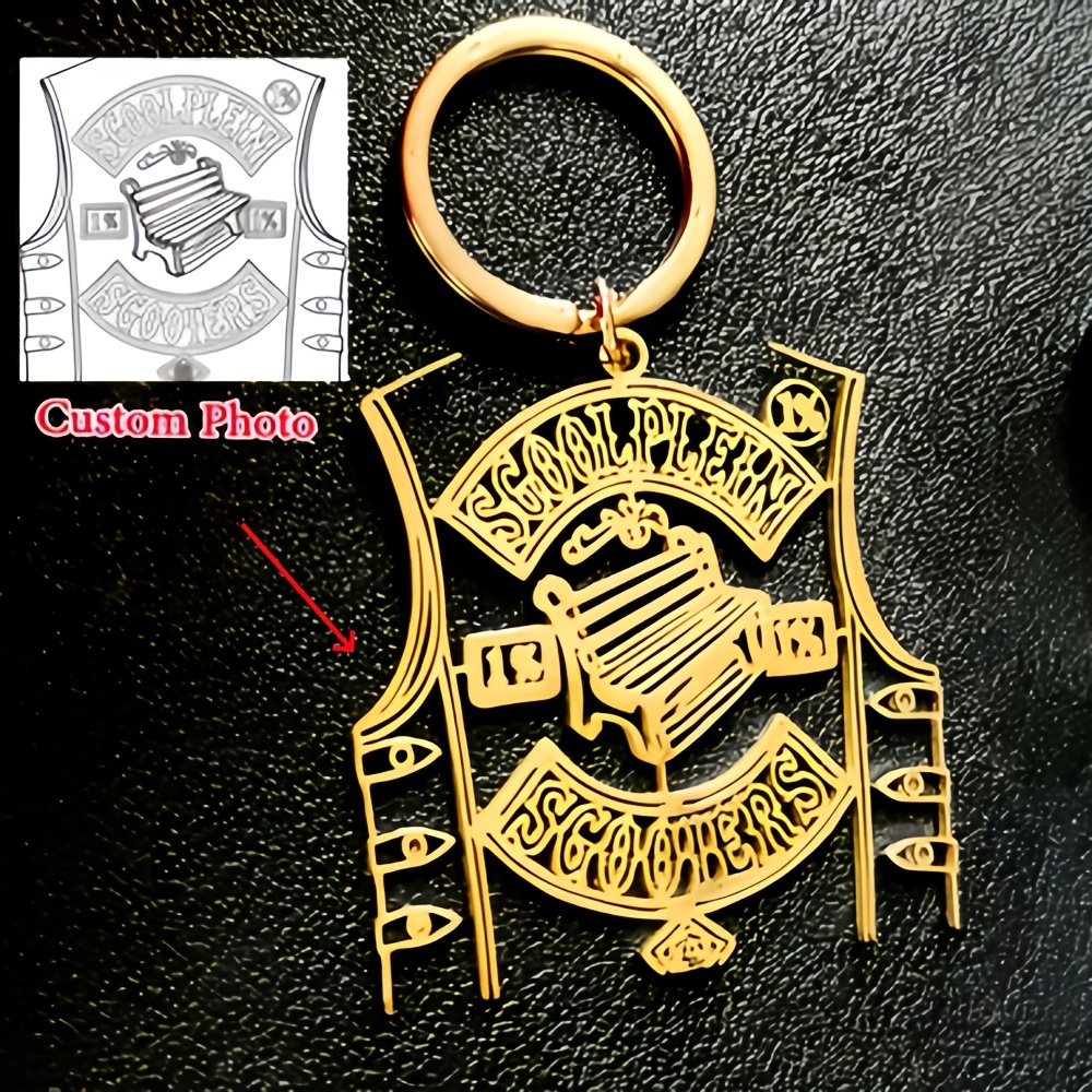 E-shop [Personalisiert] Damen-Schlüsselanhänger mit Totenkopf, Löwe und anderen selbst erstellten Elementen, MC-Elementen, Tattoo-Studio, Motorradclub,