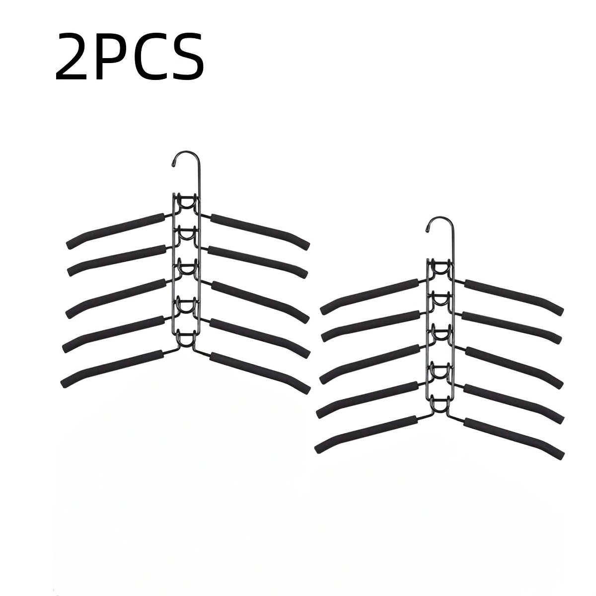 Image of Space-saving Clothes Hanger: 2pcs, Multi-functional Metal Hanger. Equipped With Non-slip Foam Pads, And Sturdy. Perfect For Hanging Coats, Sweaters, Suits, T-shirts, And Other Clothing, Making It An