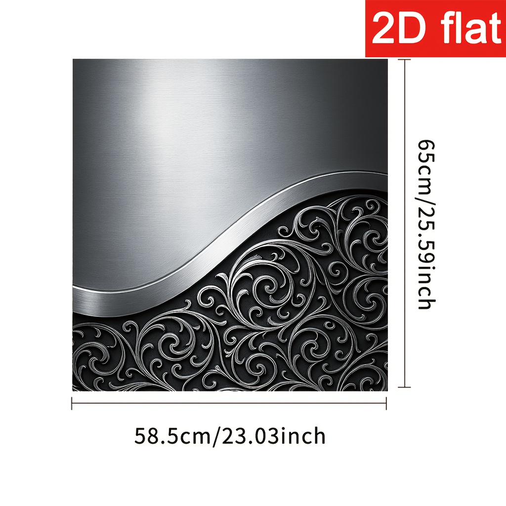 TEMU 1pc A 2d Magnetic Cover For Dishwasher Doors, Measuring 23 By 25.5 Inches, Featuring A Modern Silver Motif Design. To Clean, Reusable, And A