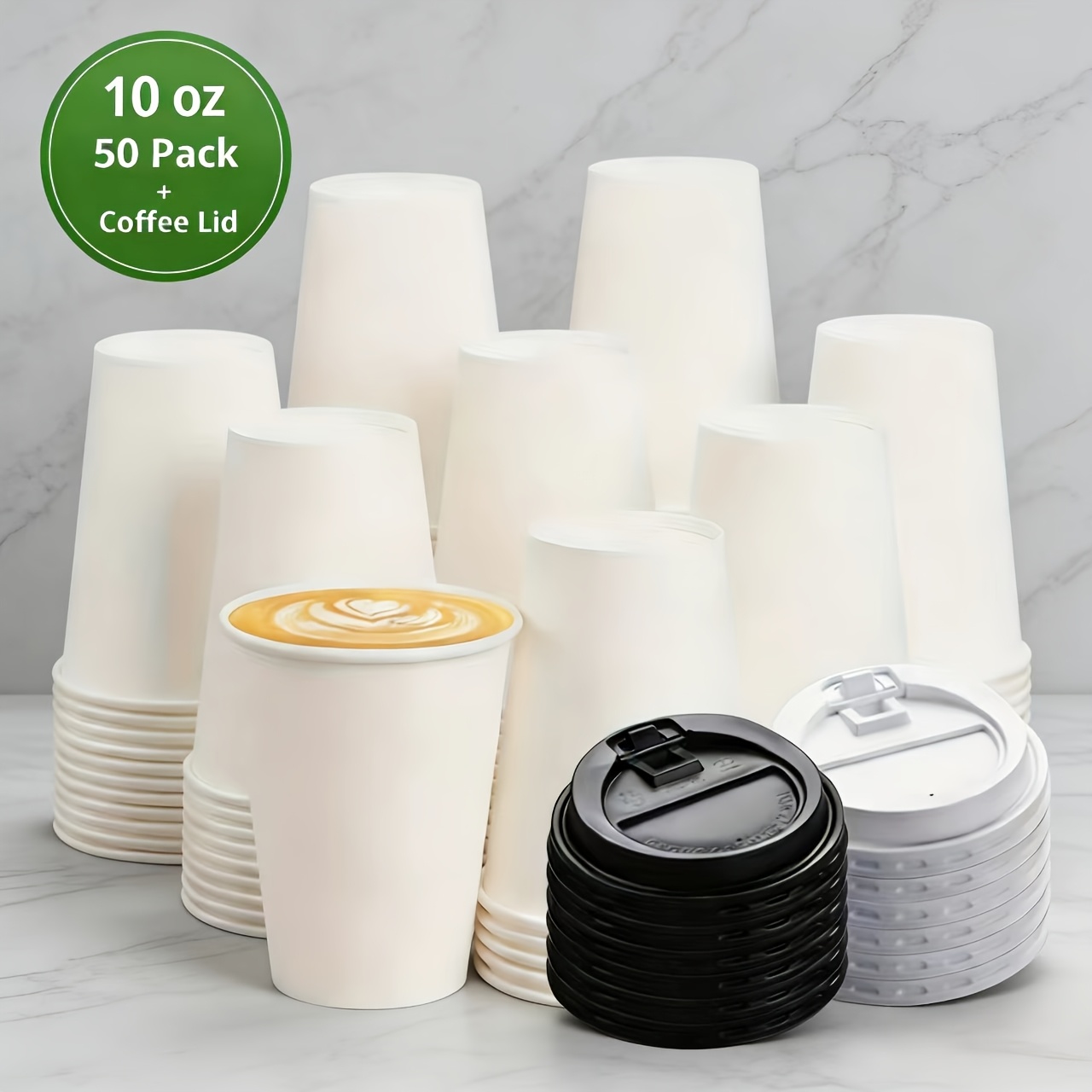 8 cups coffee a day Restpresso 8 oz Black and White Stripe Paper Single Wall Coffee Cup - with  Black Lid - 3 1/2