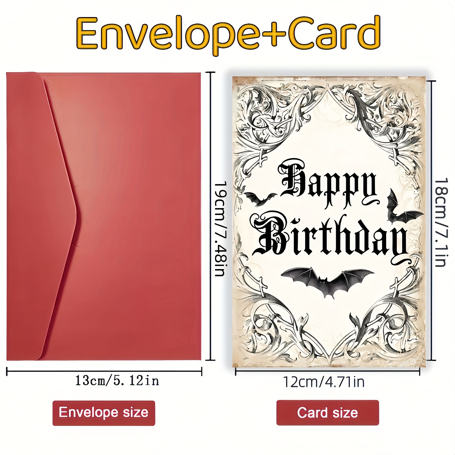1 Bat Birthday Gift With Envelope, Happy Birthday Greeting Card, Happy Father's Day, Halloween Horror Themed Greeting Card