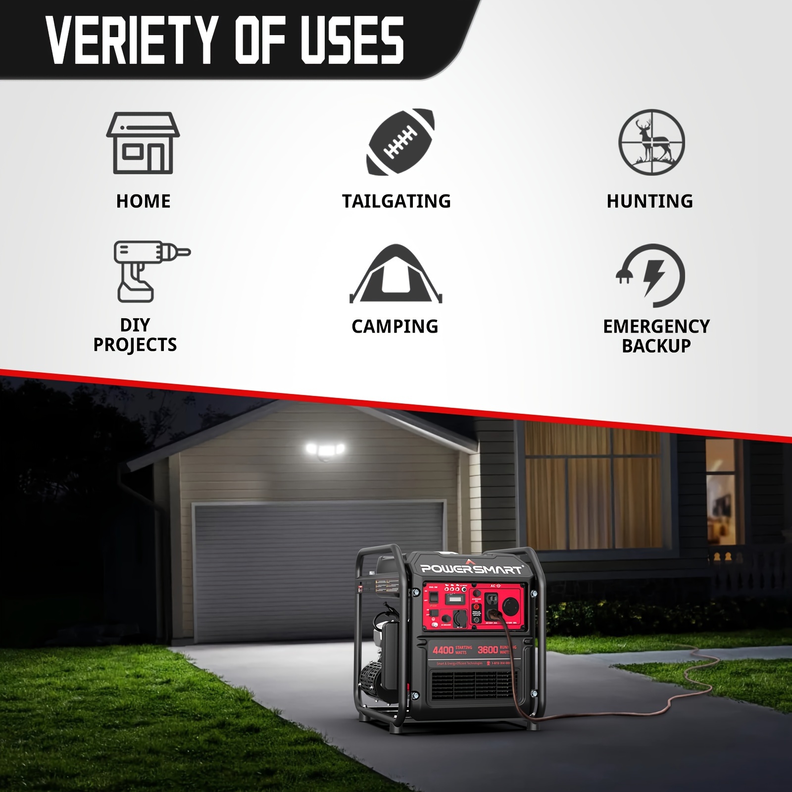 4400 watt portable generator with inverter technology rv ready 30a outlet gas powered epa compliant lightweight quiet for home use camping outdoor details 8