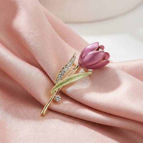 elegant pink tulip brooch fashionable alloy accessory for parties gifts on birthdays christmas valentine s day thanksgiving