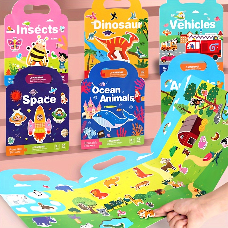 

Busy Quiet Book, Enlightenment Early Education Hands-on Brain Puzzle Portable Puzzle Toy, Concentration Cultivation Repeatedly Pasting Dinosaur And Transportation Vehicle Stickers Book