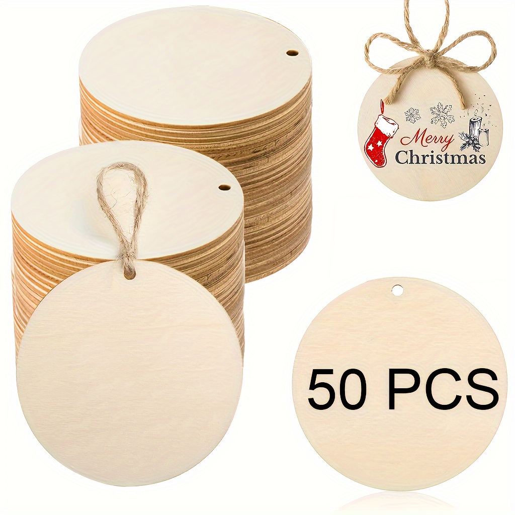 Image of 15/50pcs, Round Blank Wooden Boards, Diy Wooden Boards, Handicrafts And Ornaments, Christmas Decorations, Gifts For , Laser Cutting, Wood Burning, Building Models, Dyeing, Perfect For Winter, New Year