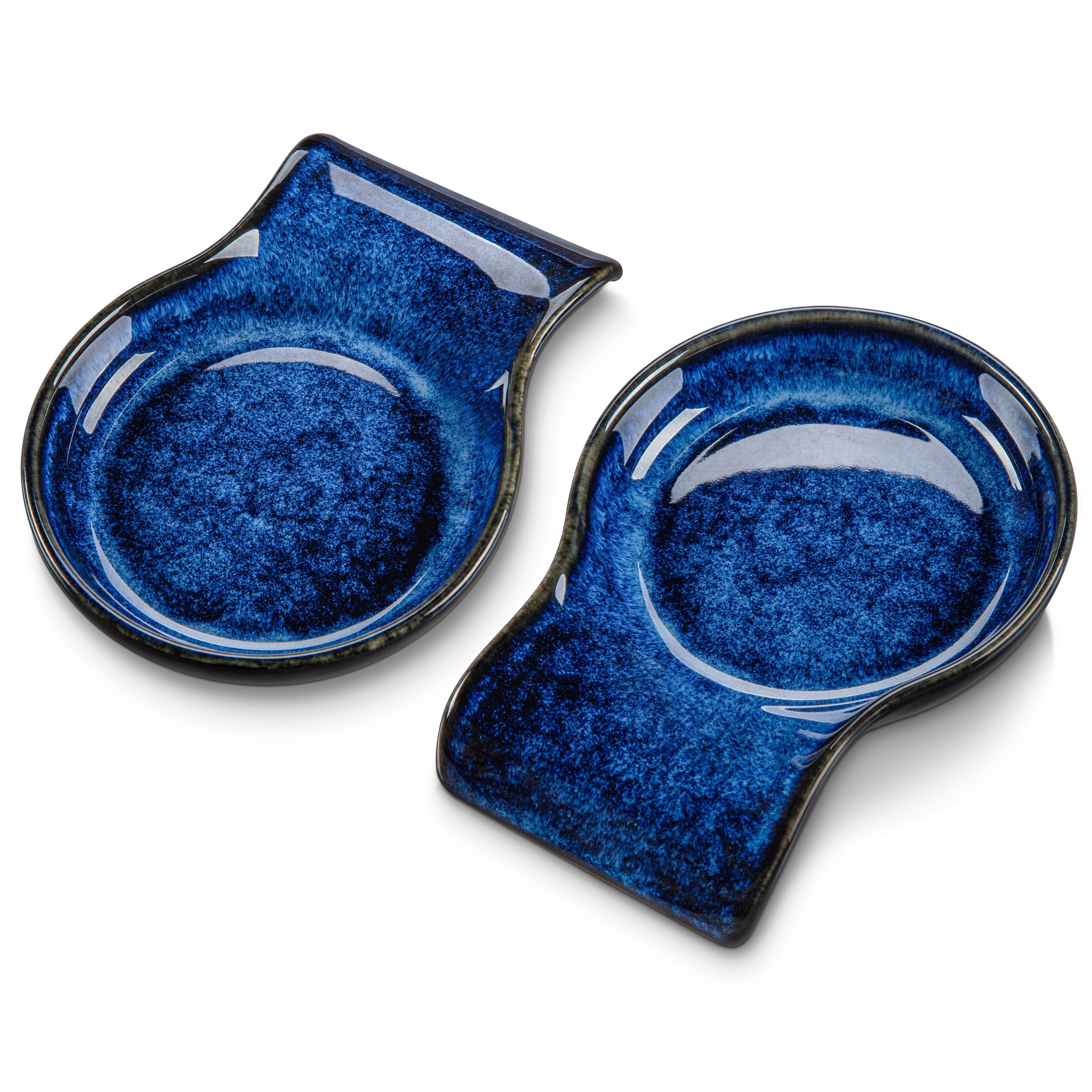 TEMU 2pcs Lovecasa Stoneware Spoon Rests, 5.5 Inch Cooking Utensil Holder, Non-toxic & , Kitchen Counter Protector, Easy To Clean, Dishwasher Safe, Unique Shape For Drip Collection
