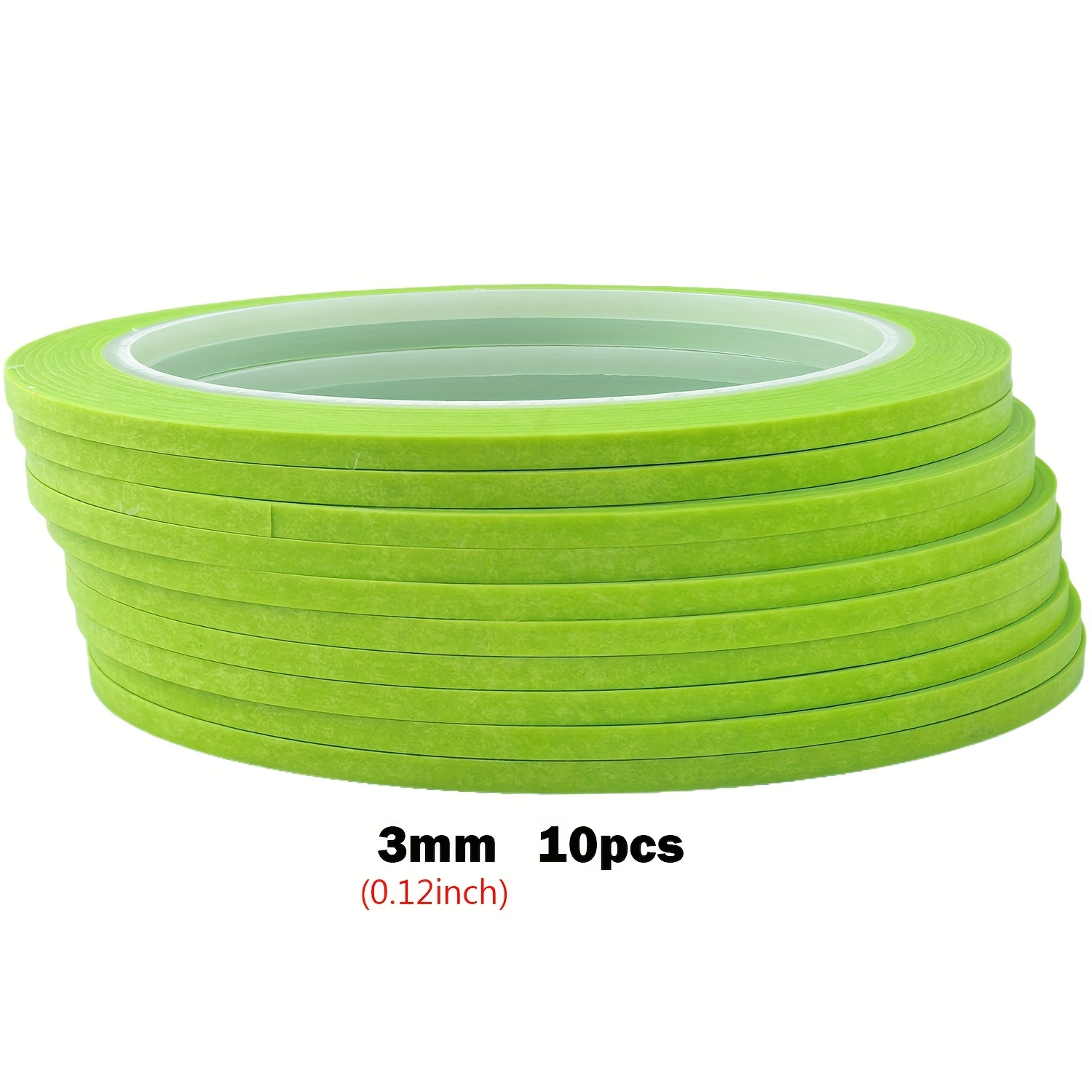 TEMU Green Paper Tape Texture, Suitable For Nail Art, Painting, Spray Masking, And , Comes In A Pack Of 10 Rolls