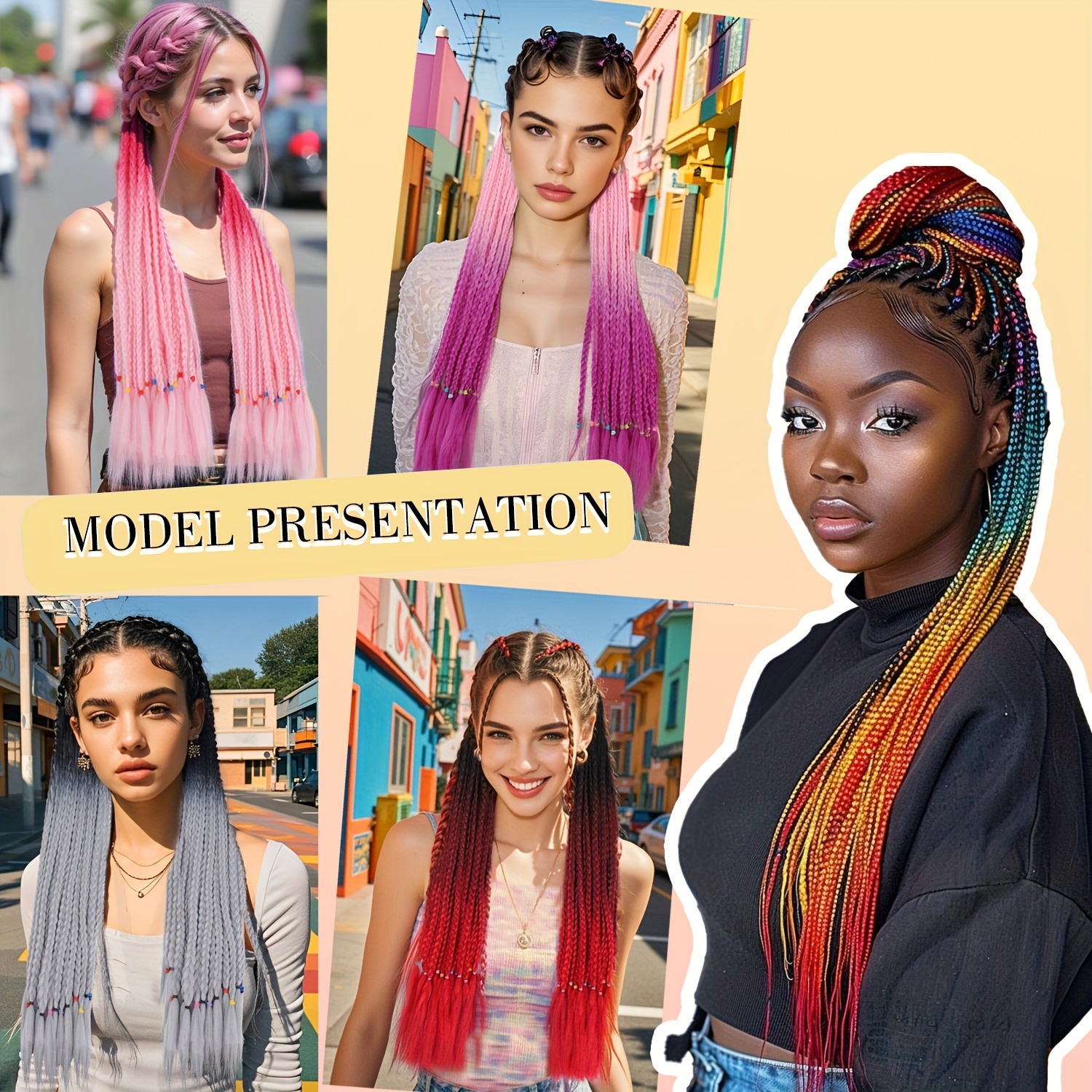 2pcs heat resistant synthetic   for women vibrant   straight hair extensions for daily wear parties halloween costumes ponytail hair extensions festive hair accessory vibrant braided hair heatresistant fiber details 2