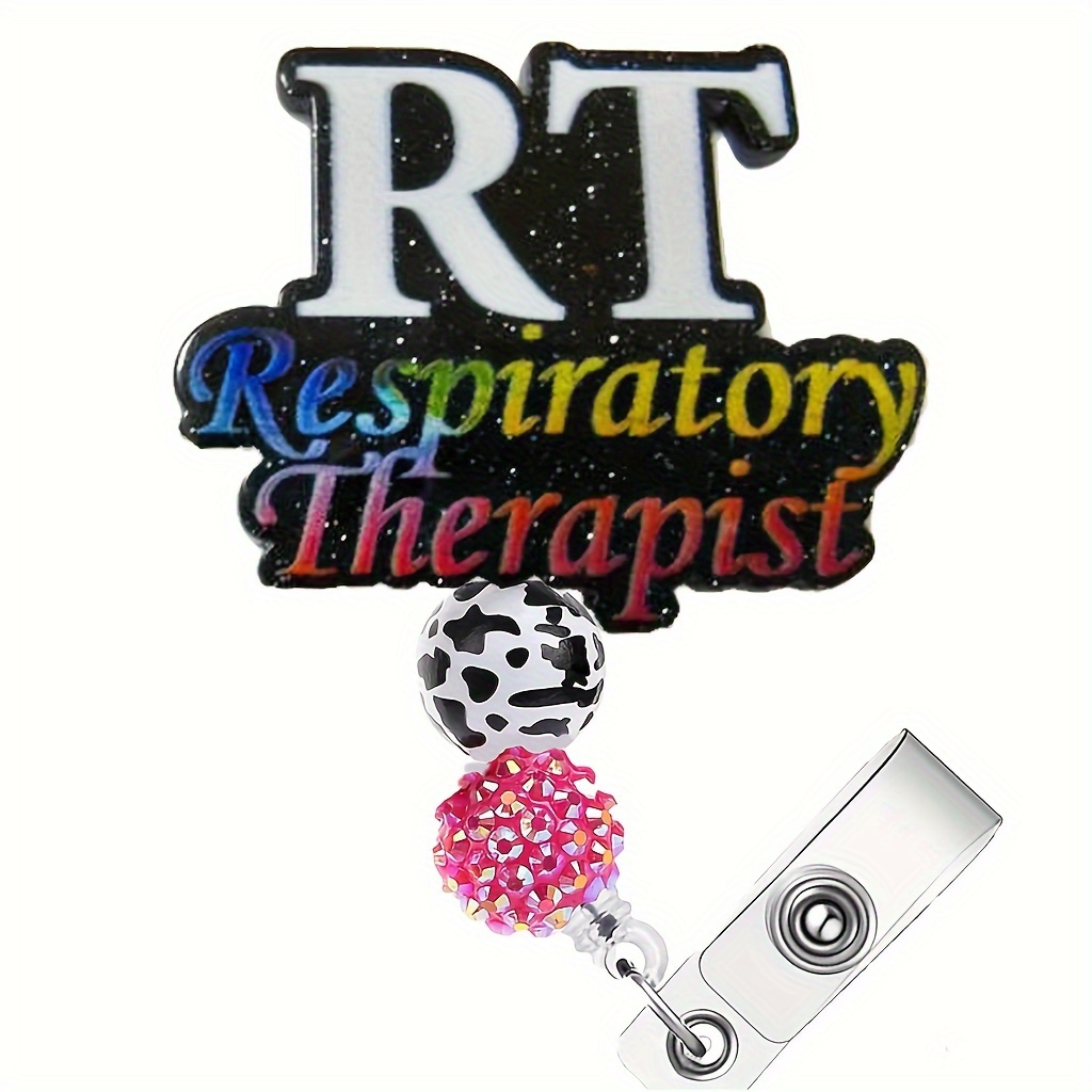 

1pc Retractable Acrylic Badge Reel With Alligator Clip, English Lettering, Nylon Cord, With Name Tag Holder For Nurses, Office Staff,