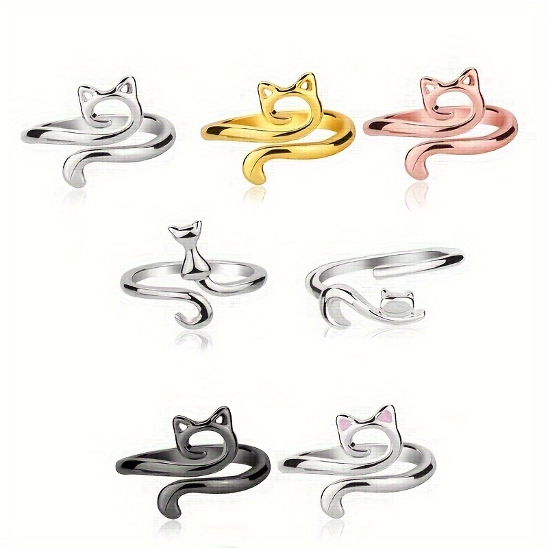 

7 Pcs Adjustable Crochet Rings: Cat Yarn Guide Rings With High-quality Metal And Storage Box For Women