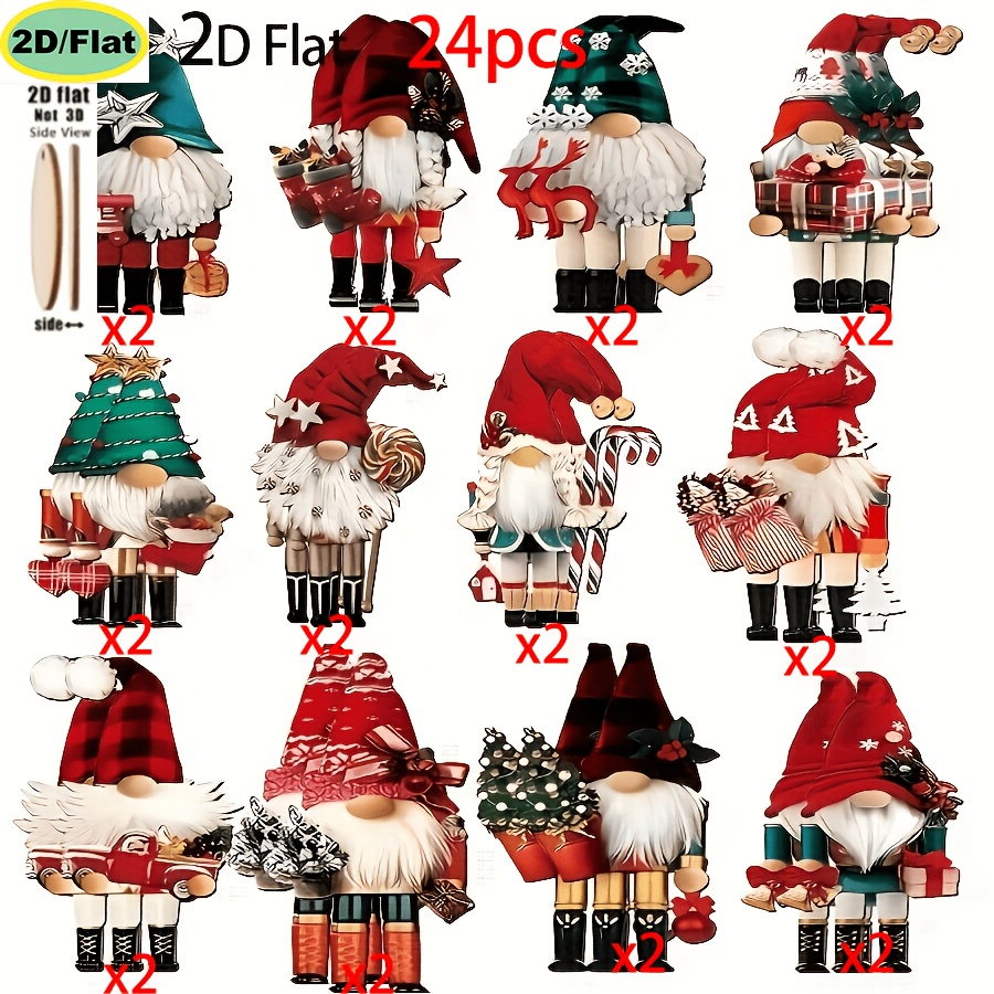 Image of 2d Flat - 24pcs Christmas 2d Holiday Nutcracker Tree Hanging Decorations, Holiday Parties, Gathering Courtyard, Room Decoration (with Twine)