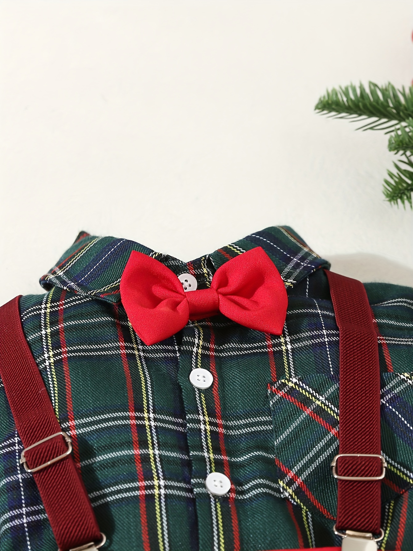Boys' 2pcs Christmas Gentleman Outfit Long Sleeve Shirt with Pockets and  Bow Tie, Elastic Waist Suspender Pants Set for Formal Events, Birthday
