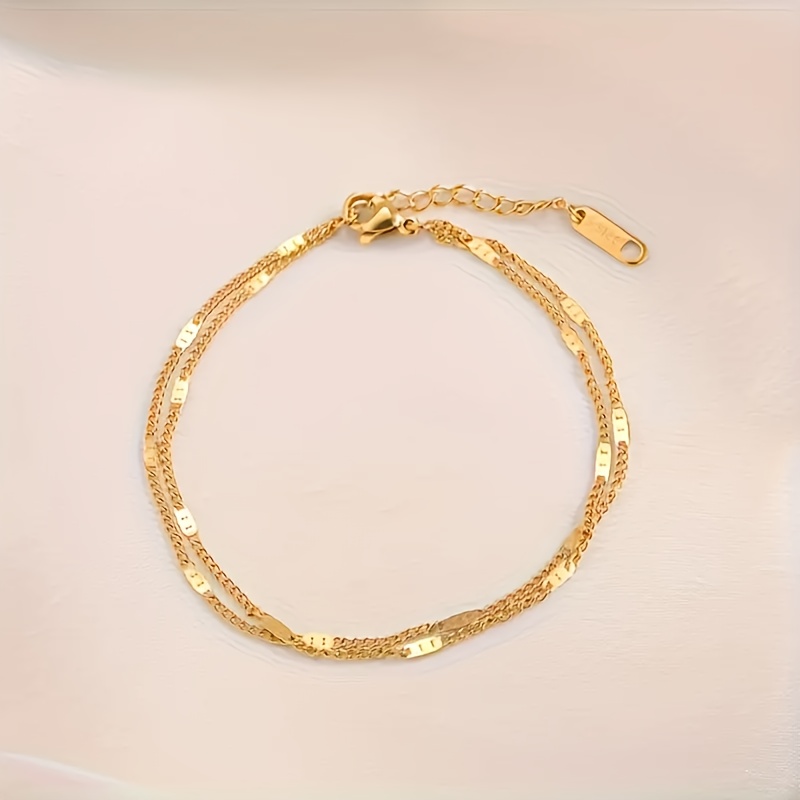 Image of Elegant & Chic Double-layer Bracelet For Women - Stainless Steel, Versatile For Daily Wear, Vacation & Parties, Perfect Mother’s Day Gift