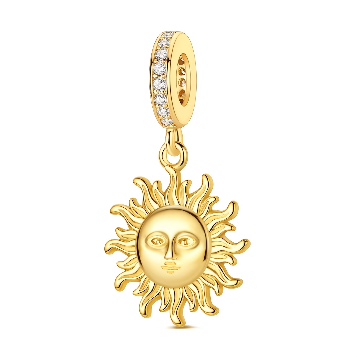 TEMU . Silberfarbene Charms Perlen für Damen Farbe Plating Sonnen-Gesicht Charms Elegante Schmuck Geschenkbox Verpackung Passend für Original Armband