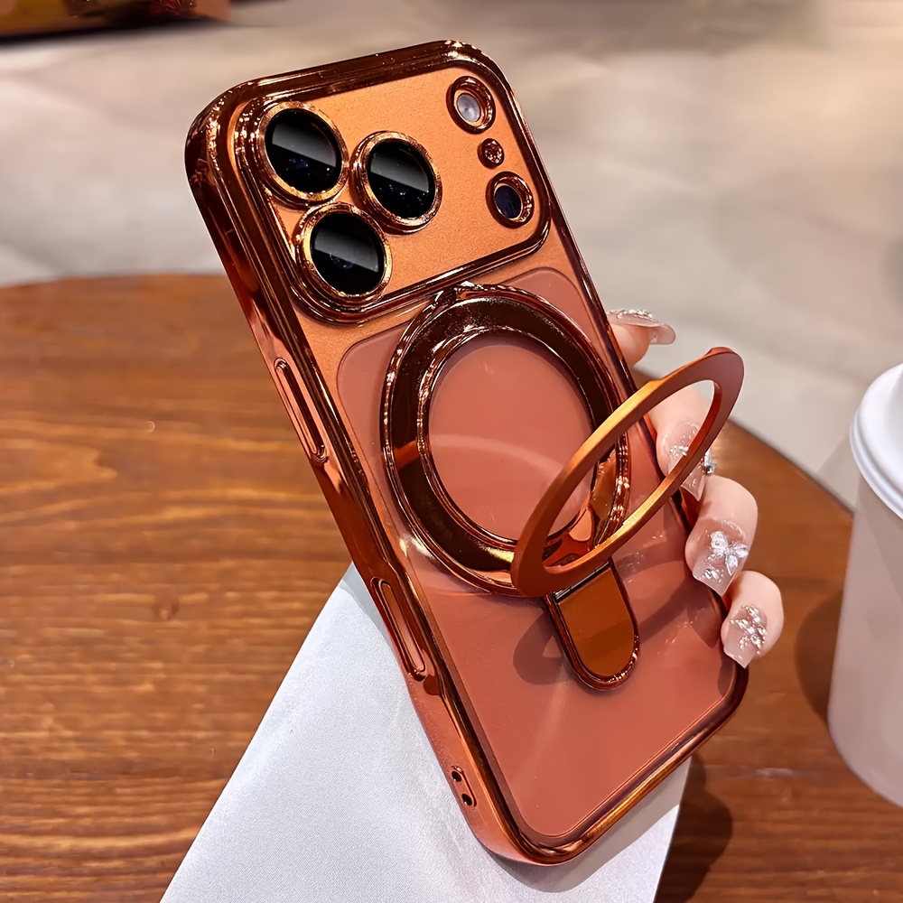TEMU Phone Case: Clear Case For Iphone 11/12/13/14/15/16 17 Pro Air- Compatible With Wireless Charging,slim Protective Cover With Magnetic Stand