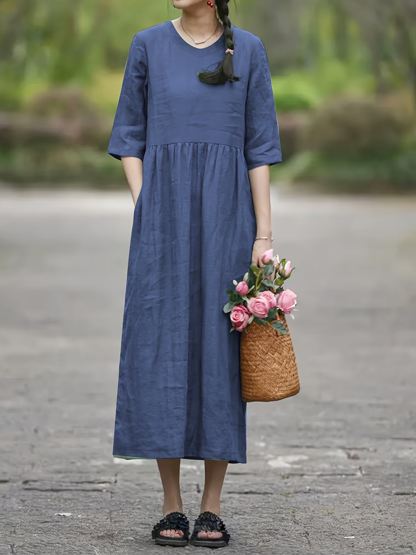 spring summer fashionable casual outing dress a loose collar - Temu Qatar