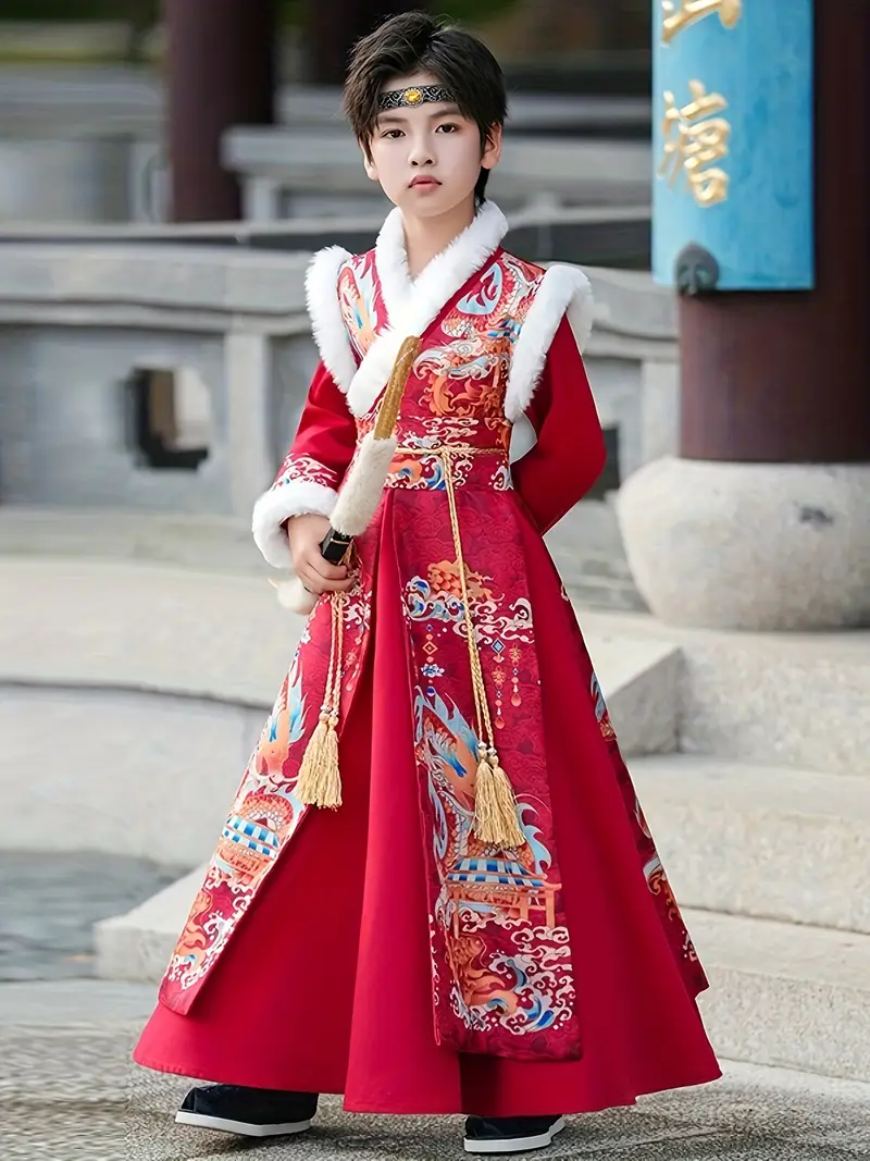 chinese winter dress Amazon.com: Chinese Hanfu Girls' Winter Clothes For The New Year Children'S Chinese Style Children'S Clothes With Velvet Tang: Clothing, Shoes & Jewelry