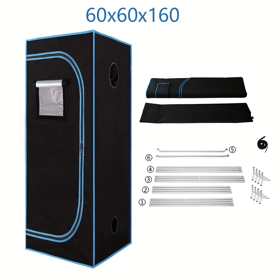 E-shop 60X60X160Cm Indoor Pflanzzelt Set, Verbesserte Textur, mit Belüftungsfenstern, mit Bodenschale, Stabiler Rahmen, Hydroponisches Pflanzzelt,