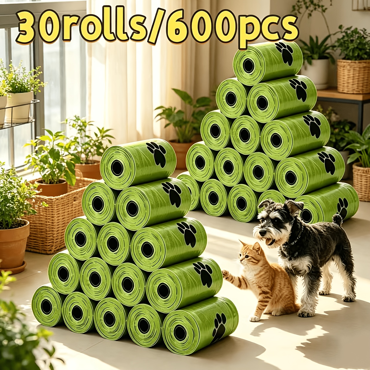TEMU 30 Rotoli/600 Pezzi Sacchetti per Escrementi di Animali Domestici Ispessiti e Allargati con Forte Capacit� di Carico, Molti Cucchiai di Feci Non