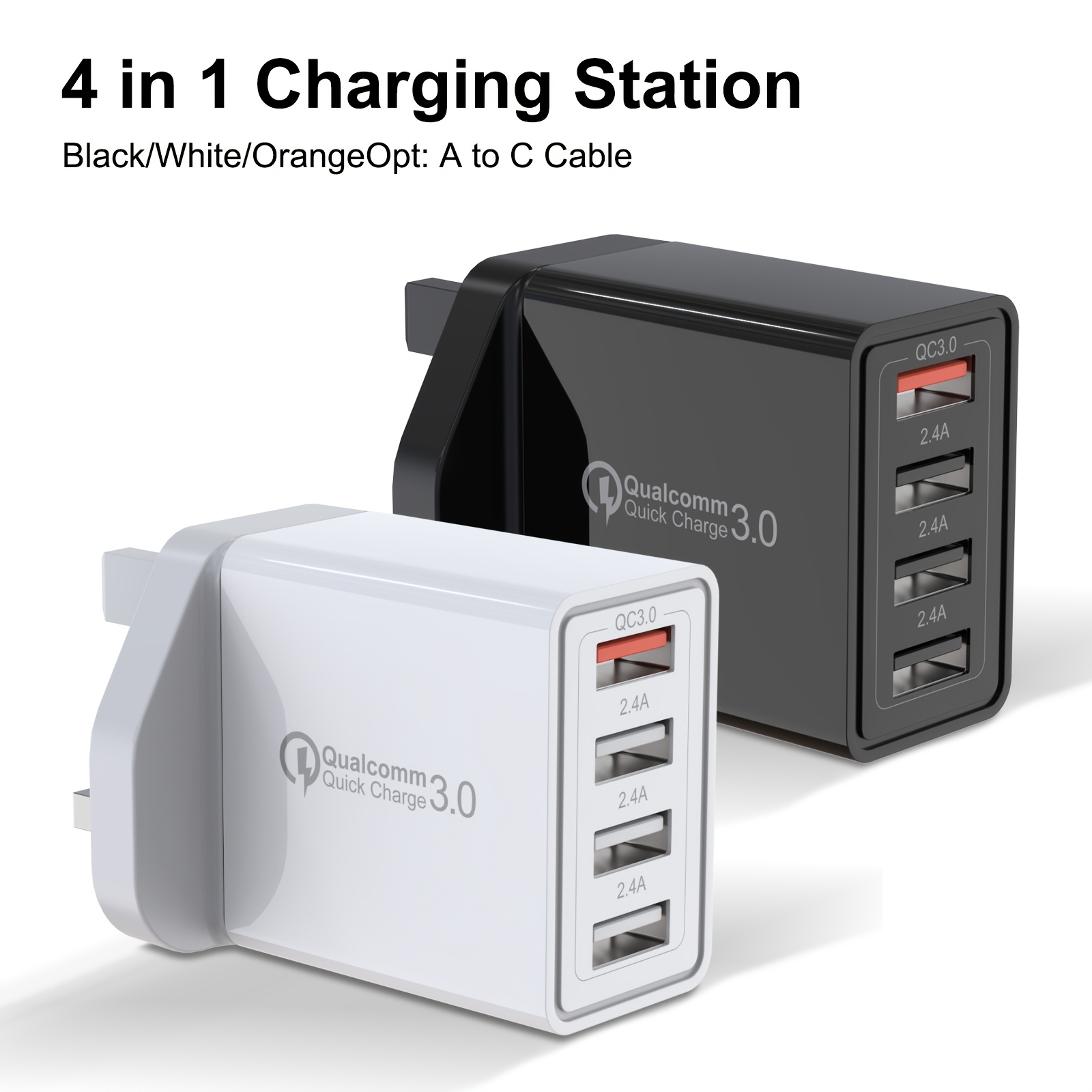 4 port usb fast charger uk 54  phone charger 18w usb a wall charger suitable for   series phones suitable for samsung phones     xiaomi phones oppo phones vivo phones tablets