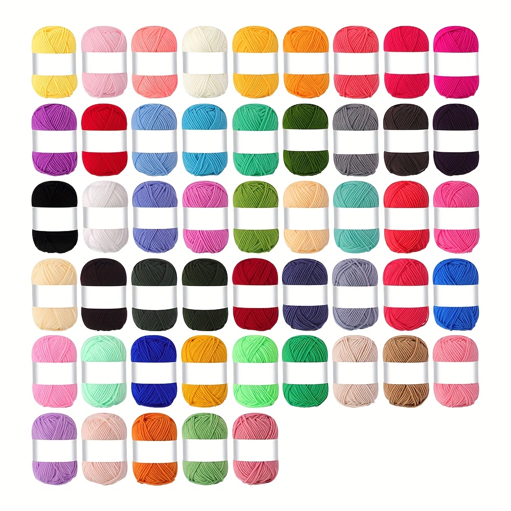 TEMU Kit de 50 pièces de fil à tricoter , de fil à tricoter 4 de couleurs mélangées à soi-, pour / à de pulls, châles, sous-verres, tapis, écharpes,