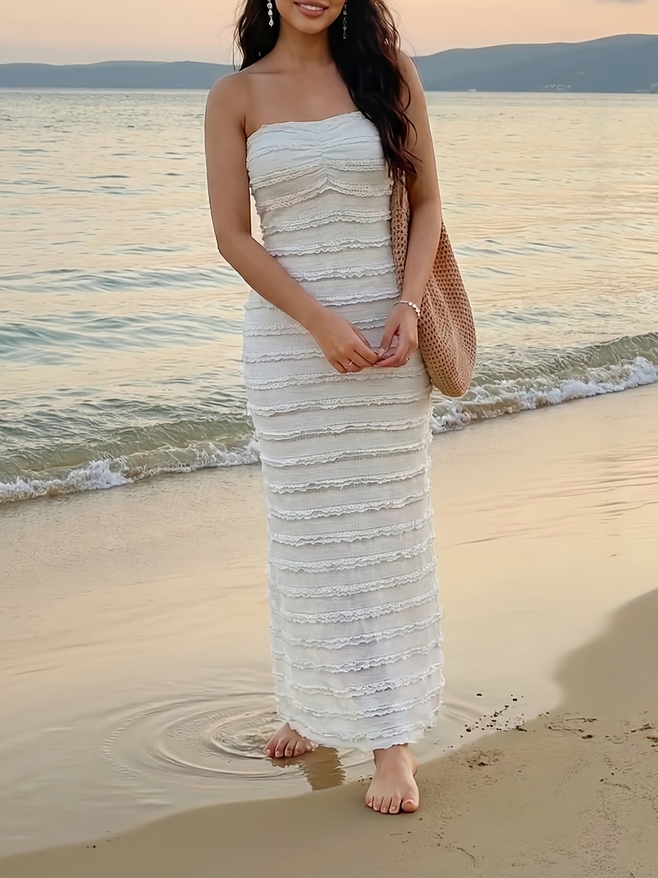 white dress beach women sold on Temu Canada