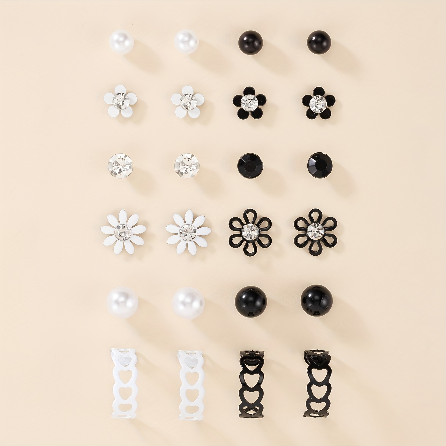 E-shop 1 Set mit 12 Paar modische, elegante, süße, frische Blumen Damen Ohrstecker, großes Set, Mehrteiliges Set, Urlaubs- und Geschenkidee,