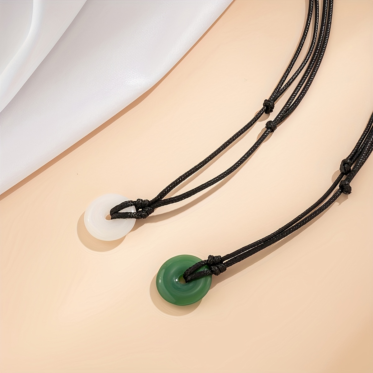 Women's Minimalist Adjustable Sliding Knot Black Wax Cord Necklace