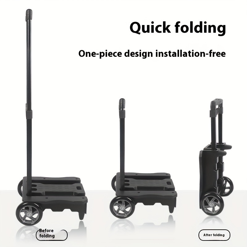 Collapsible Shopping Cart with Telescopic Tie Rod: Large Bearing PU Wheel, Raised and Widened Base, Double-Layer Insulation, Load up to 110.23LB