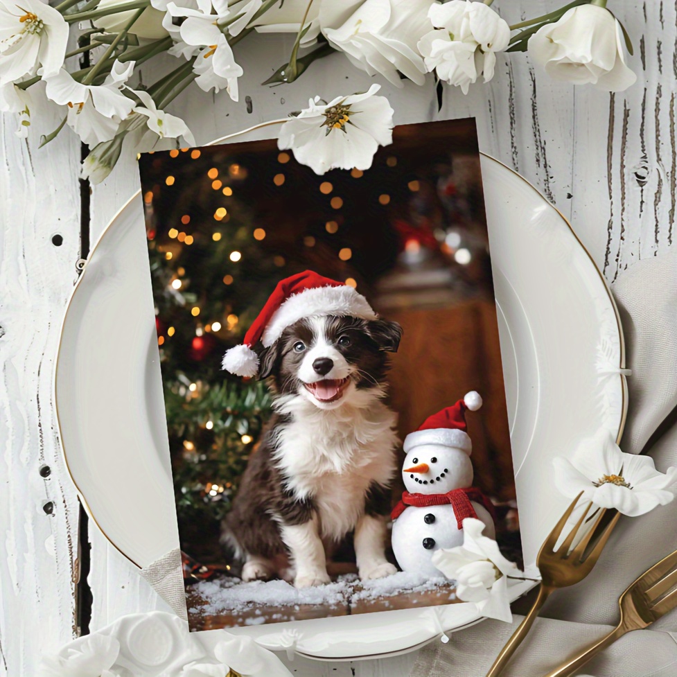 

1pc Christmas Dog In Hat Greeting - -, Personalized ,